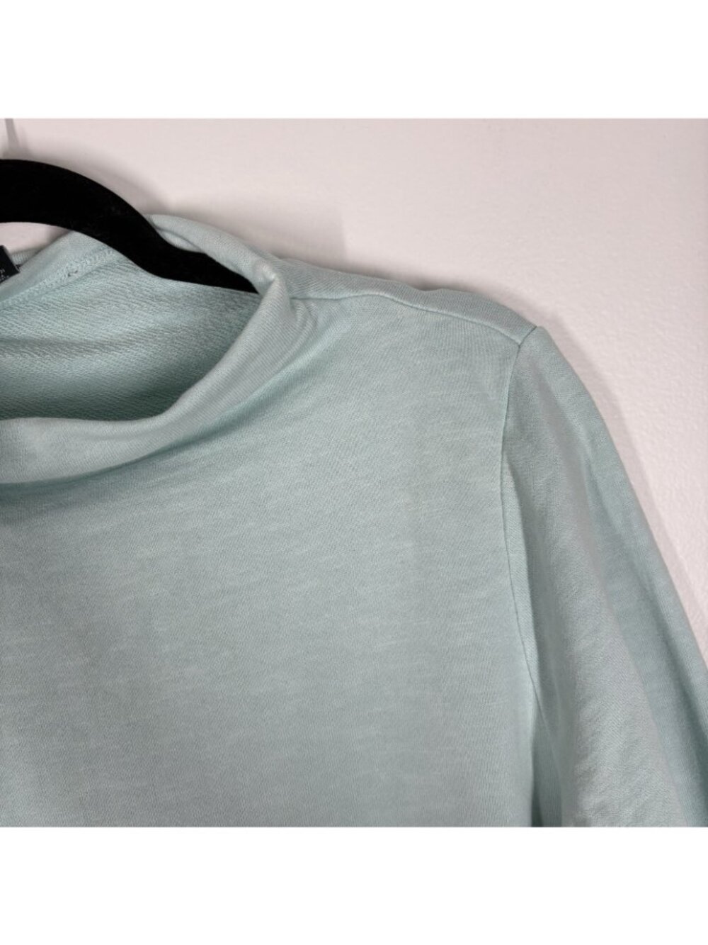 Eileen Fisher Women M Pool Blue Garment-Dyed Terry Funnel Neck Top NWOT - Picture 6 of 9